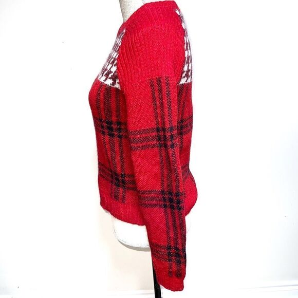 Woolrich Womens Wool Mohair Red Holiday Crewneck Sweater Sz XS Host Pick - Picture 3 of 8